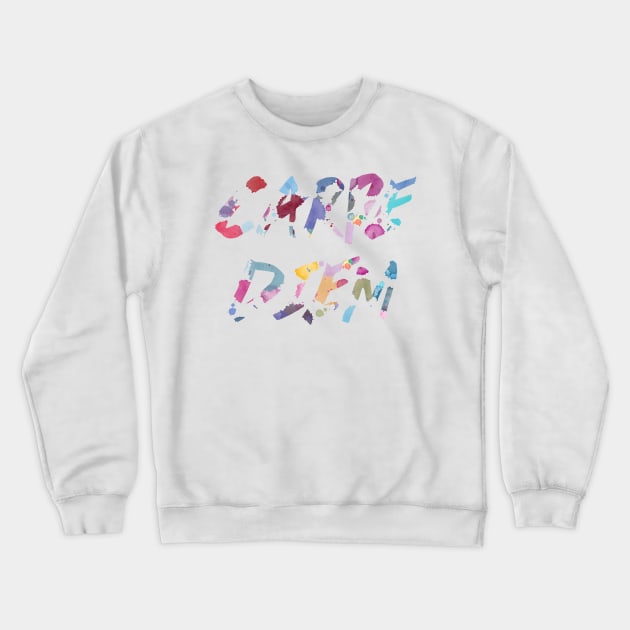 Carpe Diem Color Ink Crewneck Sweatshirt by ruifaria